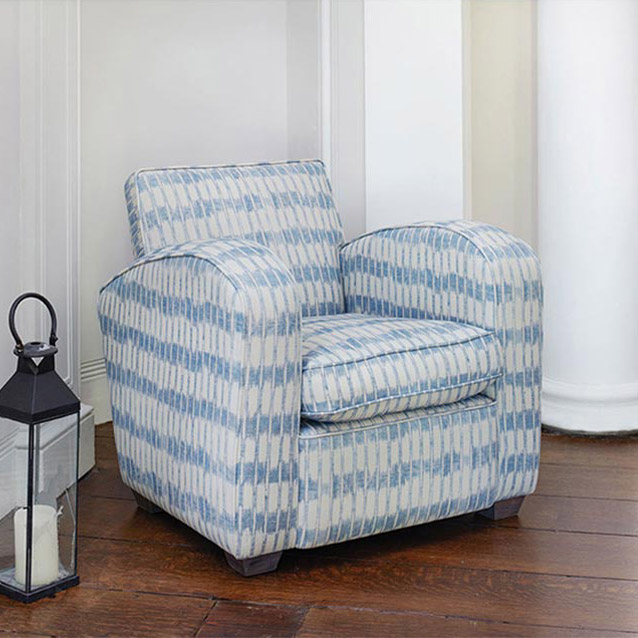 Montmartre Chair in V&A Brompton Collection Ikat Morning Blue